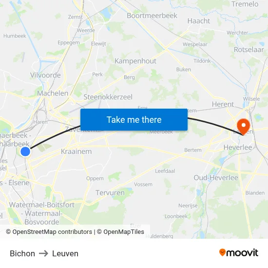 Bichon to Leuven map