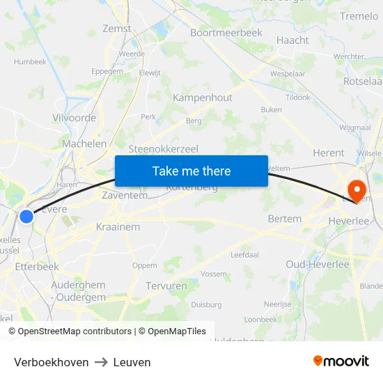 Verboekhoven to Leuven map