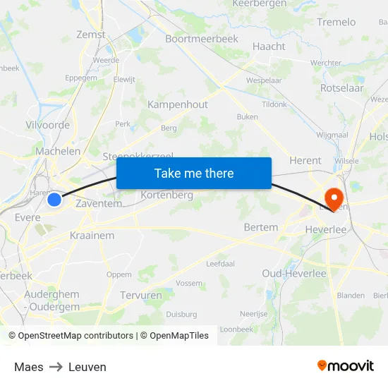 Maes to Leuven map