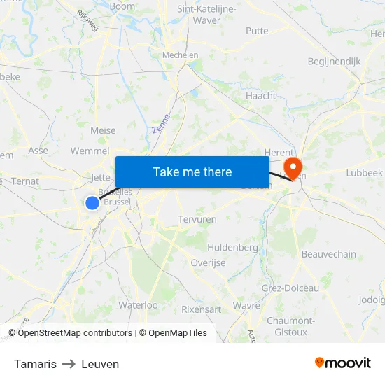 Tamaris to Leuven map