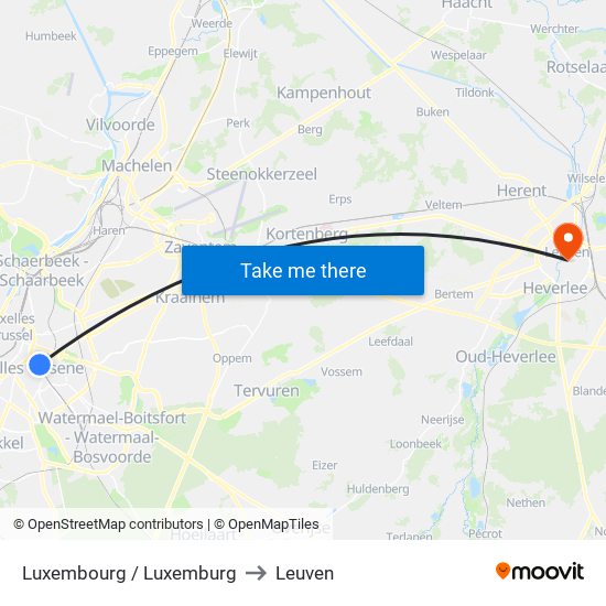 Luxembourg / Luxemburg to Leuven map