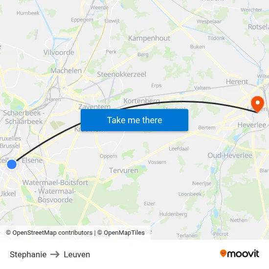 Stephanie to Leuven map