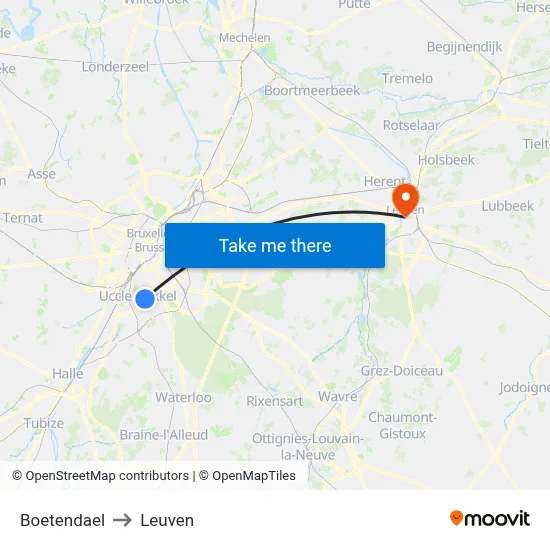 Boetendael to Leuven map