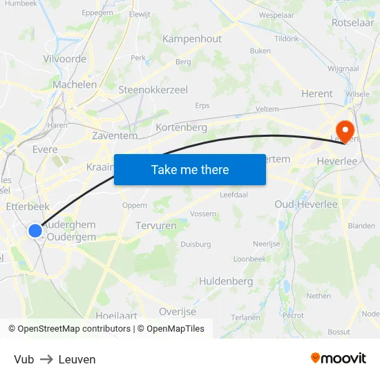 Vub to Leuven map