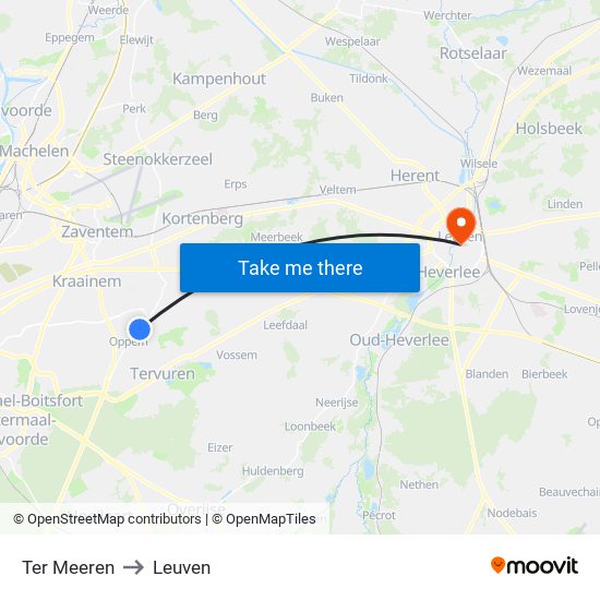 Ter Meeren to Leuven map