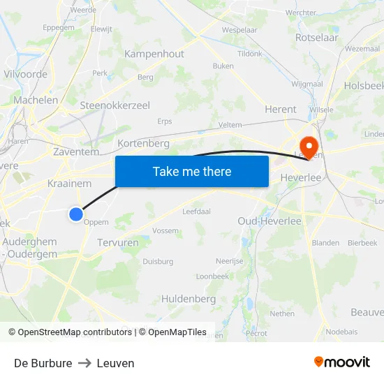 De Burbure to Leuven map