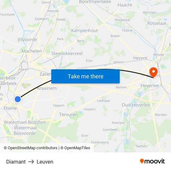 Diamant to Leuven map