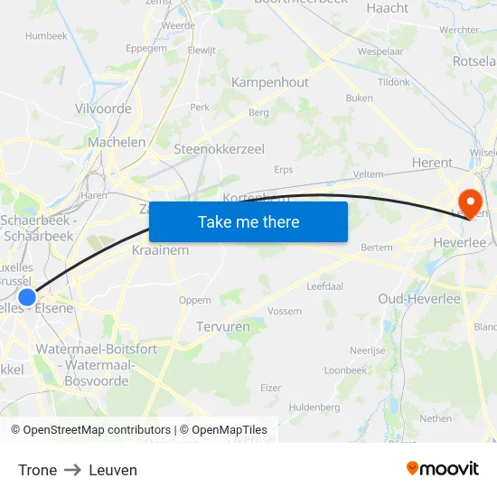 Trone to Leuven map