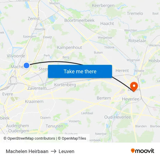 Machelen Heirbaan to Leuven map