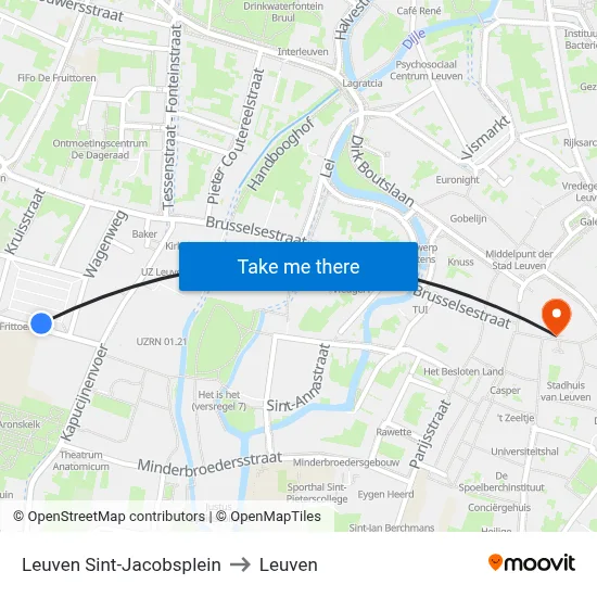 Leuven Sint-Jacobsplein to Leuven map