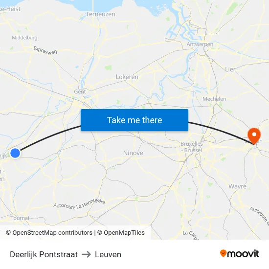 Deerlijk Pontstraat to Leuven map