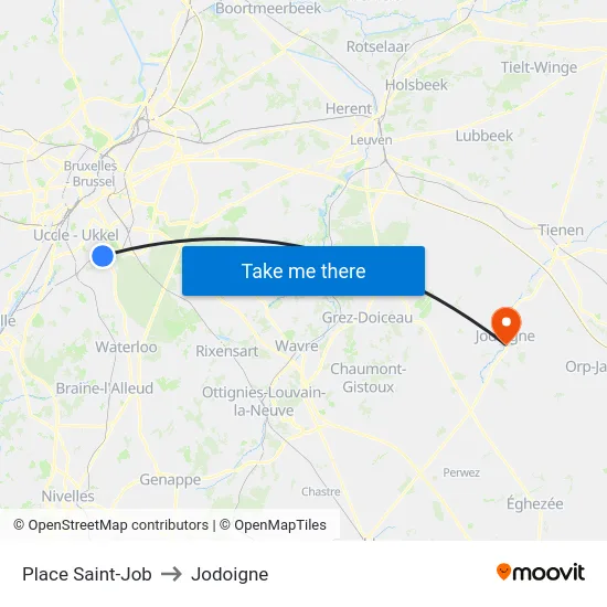 Place Saint-Job to Jodoigne map