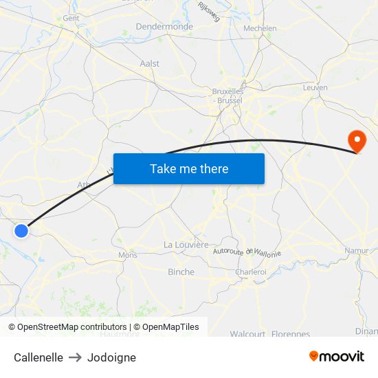 Callenelle to Jodoigne map