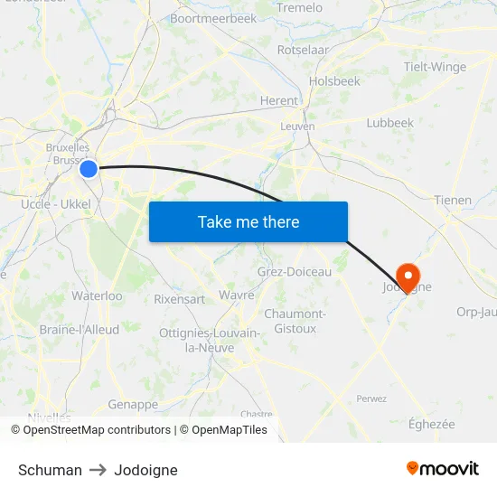 Schuman to Jodoigne map