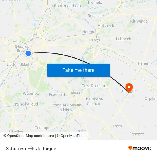 Schuman to Jodoigne map