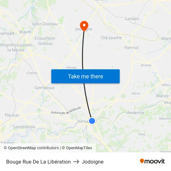 Bouge Rue De La Libération to Jodoigne map