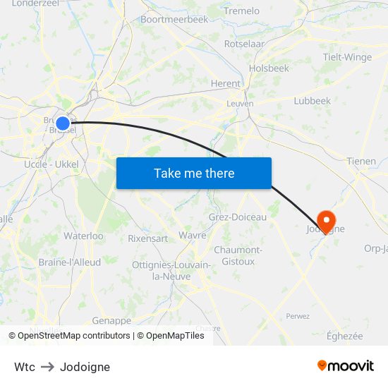 Wtc to Jodoigne map