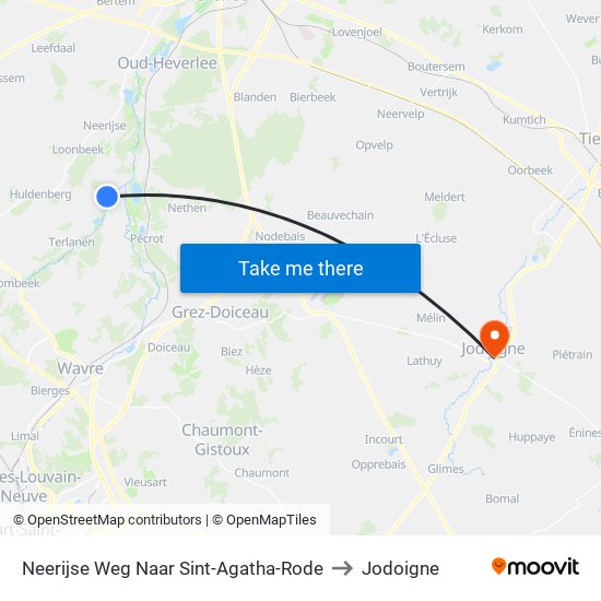 Neerijse Weg Naar Sint-Agatha-Rode to Jodoigne map
