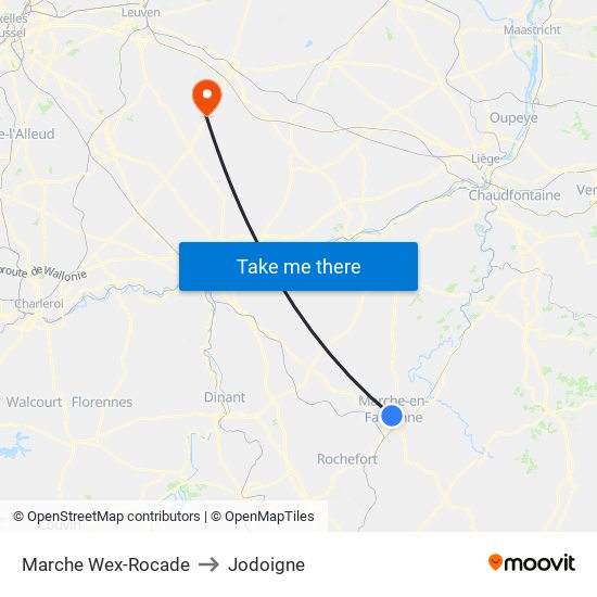 Marche Wex-Rocade to Jodoigne map