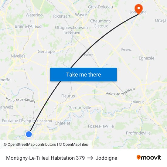 Montigny-Le-Tilleul Habitation 379 to Jodoigne map