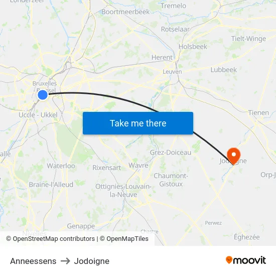 Anneessens to Jodoigne map