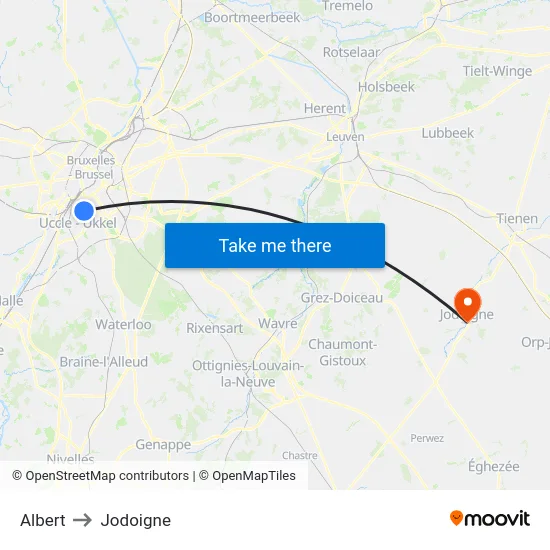 Albert to Jodoigne map