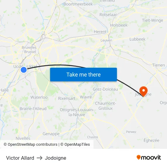 Victor Allard to Jodoigne map