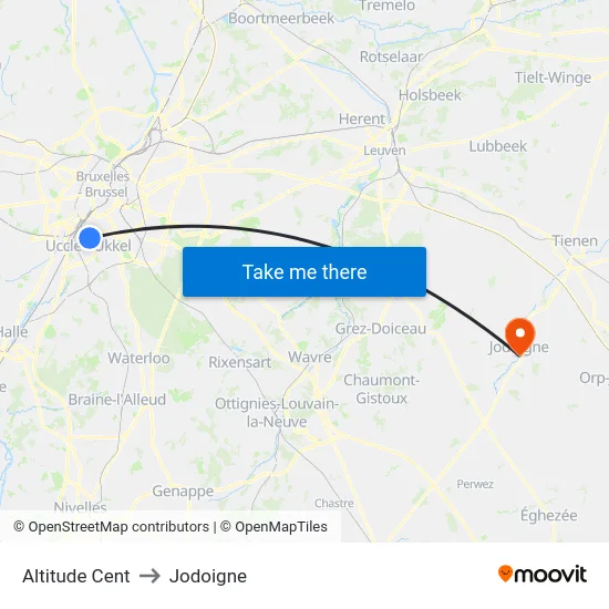 Altitude Cent to Jodoigne map