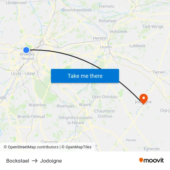 Bockstael to Jodoigne map