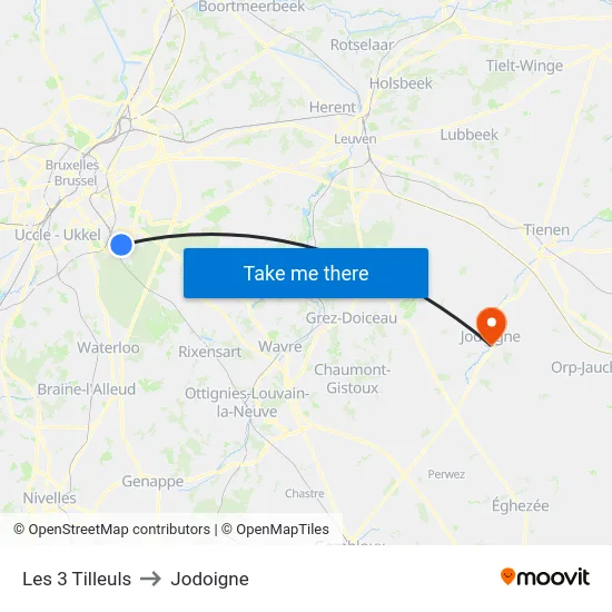 Les 3 Tilleuls to Jodoigne map