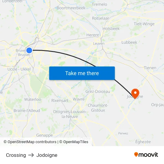 Crossing to Jodoigne map