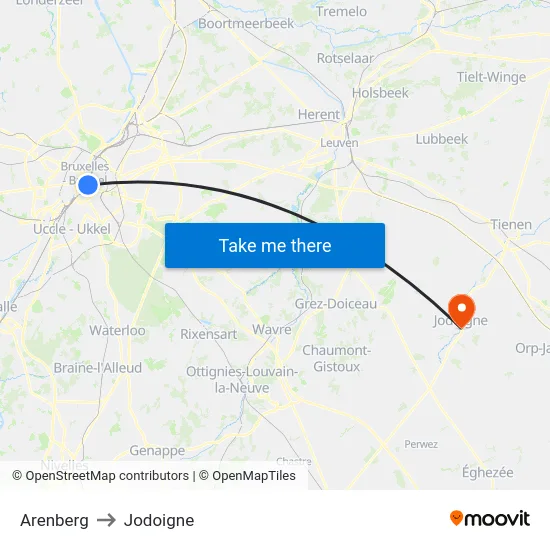 Arenberg to Jodoigne map