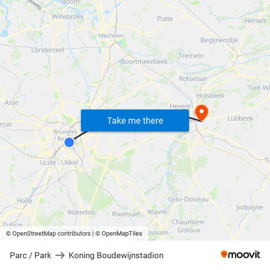 Parc / Park to Koning Boudewijnstadion map