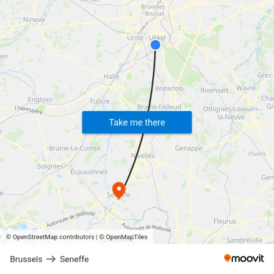 Brussels to Seneffe map