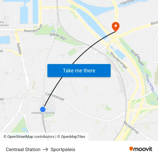Centraal Station to Sportpaleis map