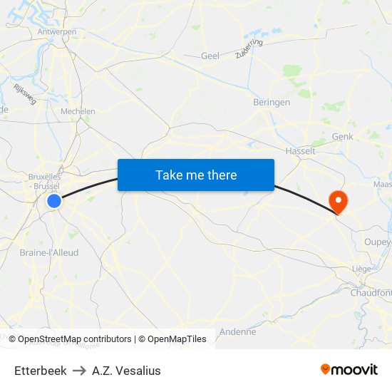 Etterbeek to A.Z. Vesalius map