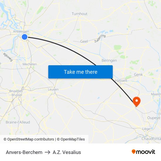 Anvers-Berchem to A.Z. Vesalius map