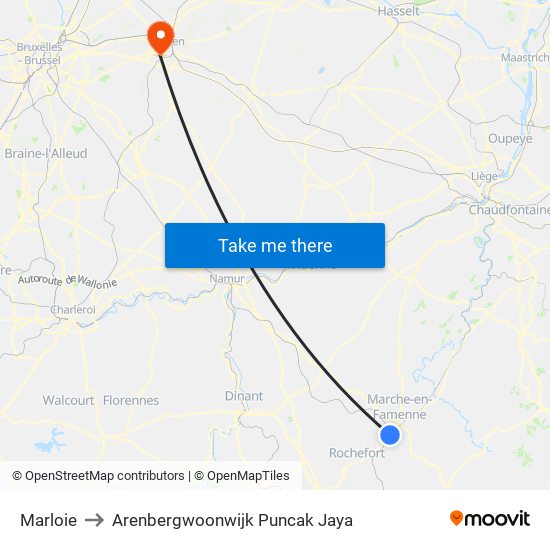 Marloie to Arenbergwoonwijk Puncak Jaya map