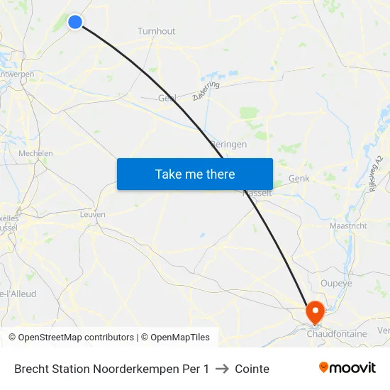 Brecht Station Noorderkempen Per 1 to Cointe map