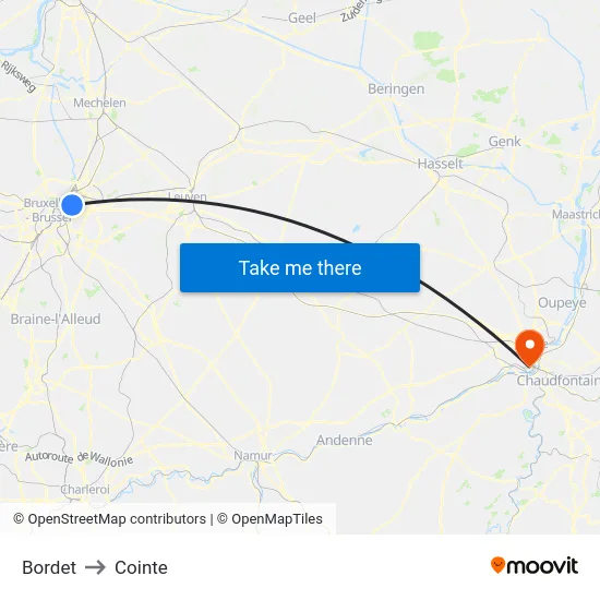 Bordet to Cointe map