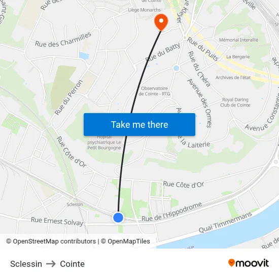 Sclessin to Cointe map