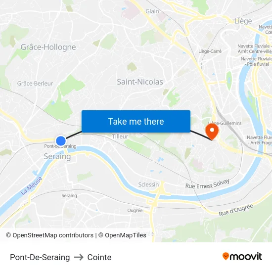 Pont-De-Seraing to Cointe map