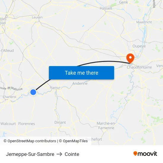 Jemeppe-Sur-Sambre to Cointe map