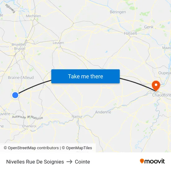 Nivelles Rue De Soignies to Cointe map