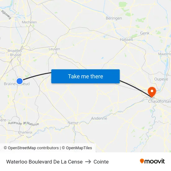 Waterloo Boulevard De La Cense to Cointe map