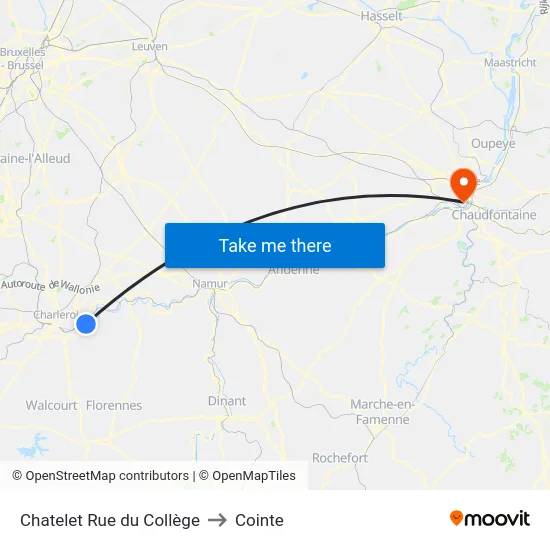 Chatelet Rue du Collège to Cointe map