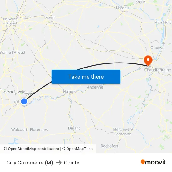 Gilly Gas Plant (M) to Cointe map