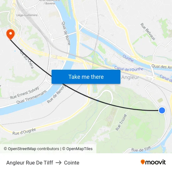 Angleur Rue De Tilff to Cointe map
