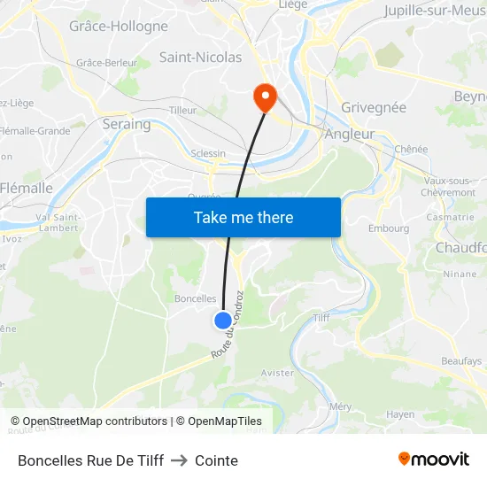 Boncelles Rue De Tilff to Cointe map