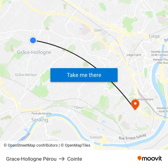 Grace-Hollogne Pérou to Cointe map